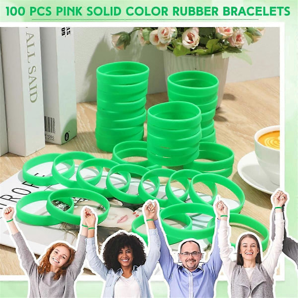 100 stk. blanke elastiske ensfarvede silikone armbånd, strækbare, C