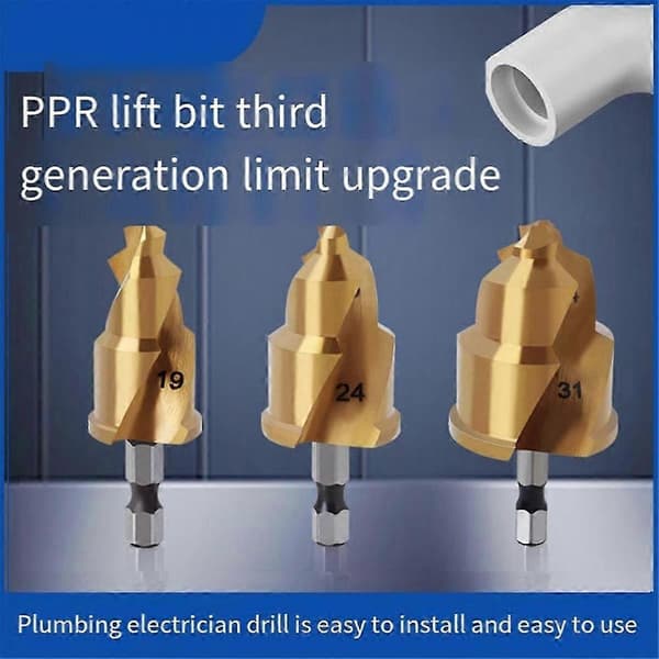 3pcs 20/25/32mm Step Drill Bit with Limiting Swivel Groove PPR Lifting Cone Drill for Water Pipe Reaming
