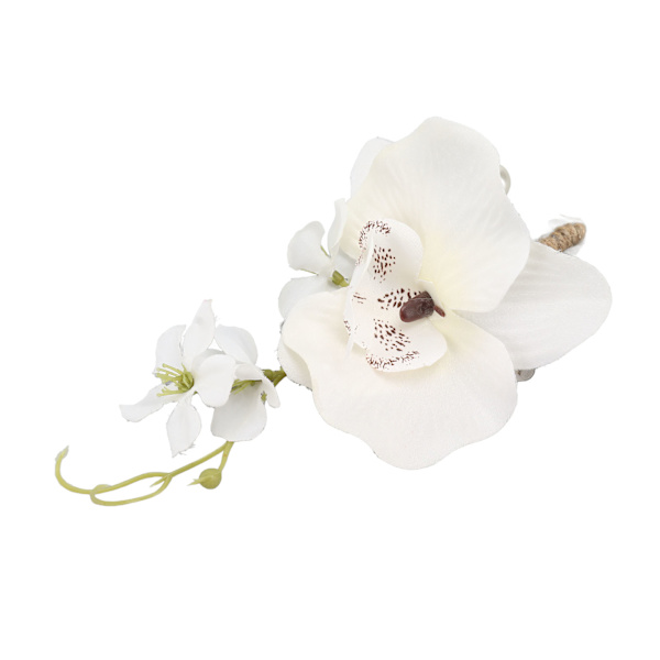 5 stk. Brudgom Boutonniere Elegant Mænd Bryllup Blomst Livagtig Permanent Genanvendelig Kunstig Brosche Blomst Hvid