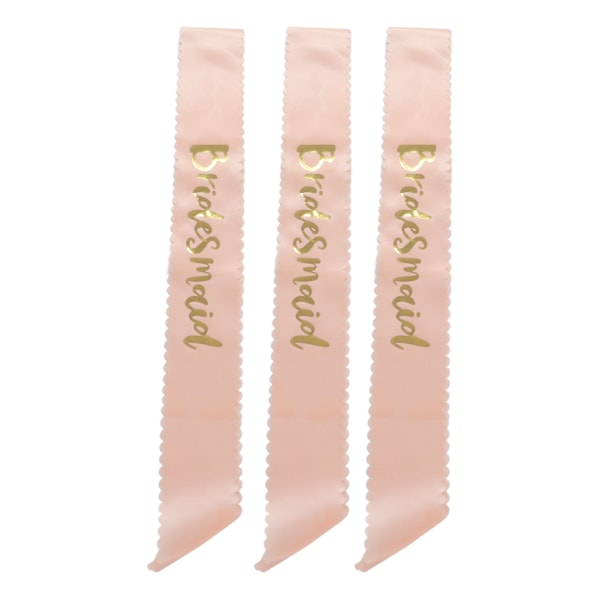 3 stk. Brud til at være Sash Pink Dobbeltsidet Satin Stof Elegant Komfortabel Touch Glossy Font Design Bryllup Tilbehør