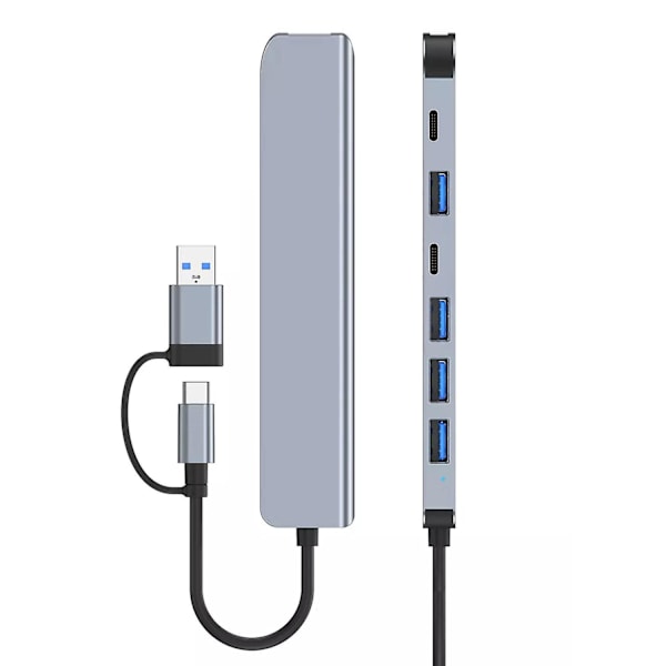 7-i-1 USB-C-hub med multiport-adapter, USB 3.0, 100W PD-laddning för MacBook Air Pro, iPad, Chromebook, Lenovo, Huawei, Surface
