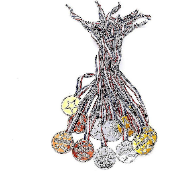 Plast Vinner Premie Medaljer for Barn - Pakke med 20 Stykker for Fester, Spill, Sport Gull