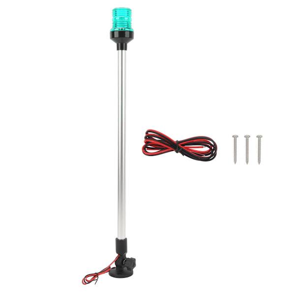 22in LED Fold Down Boat Stern Light 360 Degree All Round Navigation Anchor Light with Aluminum Alloy Base for Yacht Ships Green