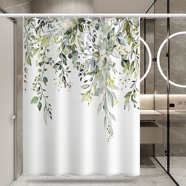 1 stk. blomstret bruseforhæng, vandtæt bruseforhæng i polyesterstof, maskinvaskbart, hurtigtørrende, 180x180 cm til badekar eller badeværelse