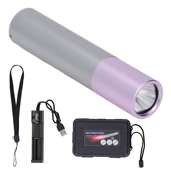 Nær infrarød lysbehandlingslommelygte 630 660 850nm Lilla cover LED rødt lysbehandlingsapparat
