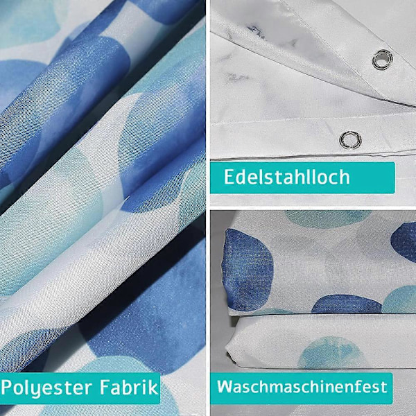 Bruseforhæng, bruseforhæng polyester, bruseforhæng med øjer og 12 bruseringe, vægtet kant, badeforhæng, hurtigtørrende til badeværelse
