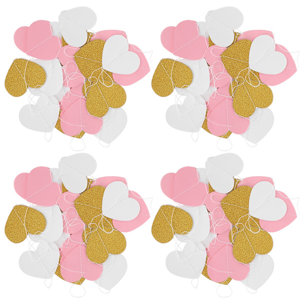 4 stk. Papir Garland Hængende Dekoration Garland til Jubilæum Bryllup Valentinsdag (Hjerte 7,8 cm 3,1 tommer)