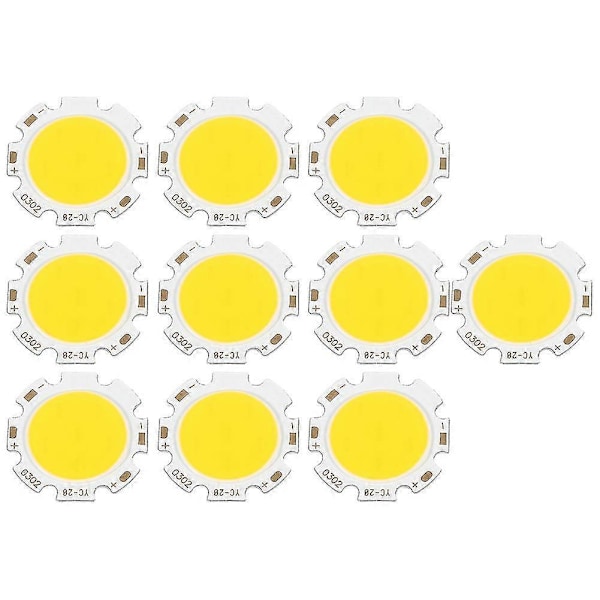 10 stk. Rund Cob 3w High Power Led Chip Pære Lampe Lys Zekai VarmtHvidtLys