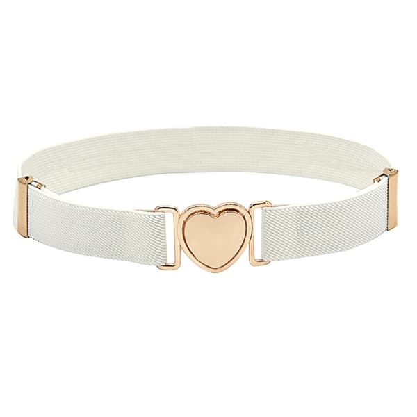 Barnbälte Söta Enkla Hjärtformade Spännen Bälten För Flickor Midja Vit 60*2.5cm white