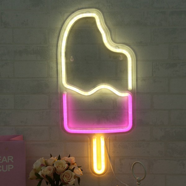 Popsicle-formede LED-neonlys skilte til vægdekoration til hjemmet, fester og ferier