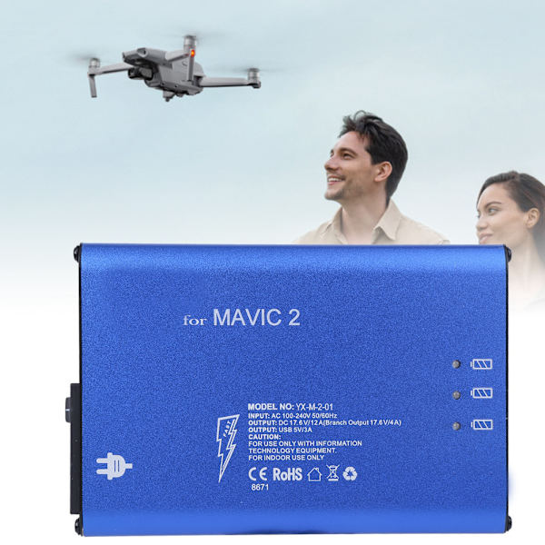 Professionell praktisk drönarbatteriladdare drönartillbehör passar för DJI MAVIC2AU-kontakt