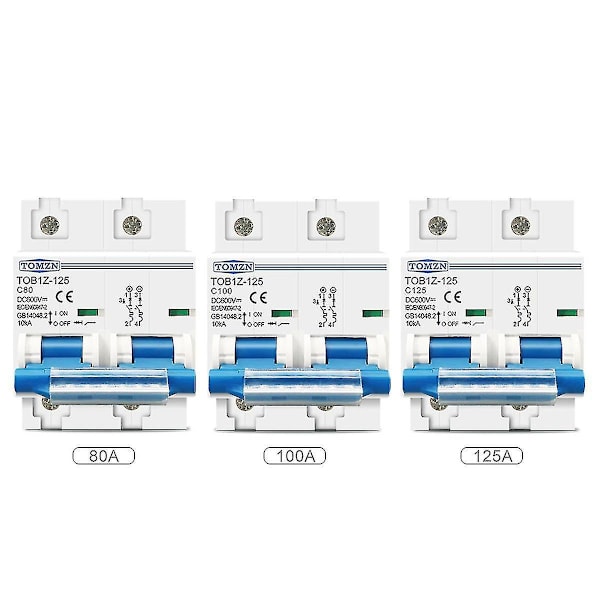 2P 80A 100A 125A DC MCB 600V Kretsbrytare för PV-system C-kurva 100A