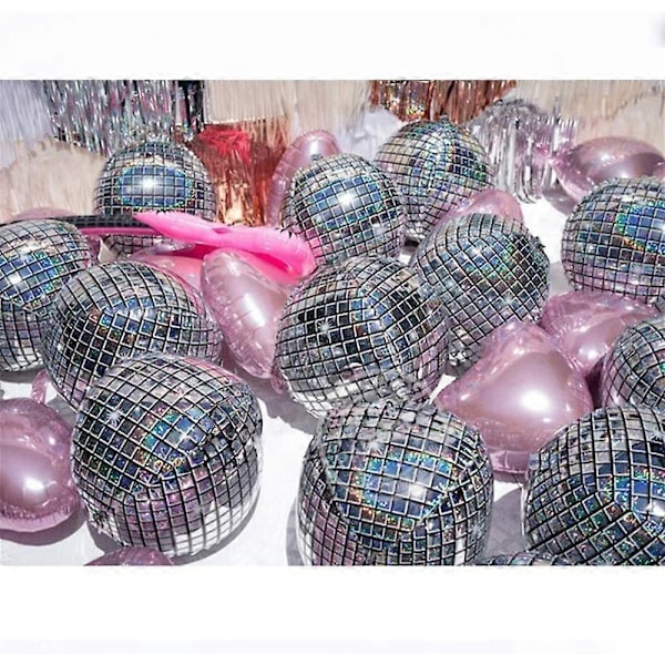 Svart och silver ballonggirlang båge set, 139 delar 4D disco aluminiumfolie ballong silver metall ba