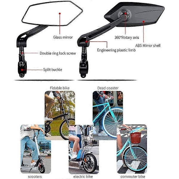 Universella Kolfiber Motorcykelspeglar Sidospegel A