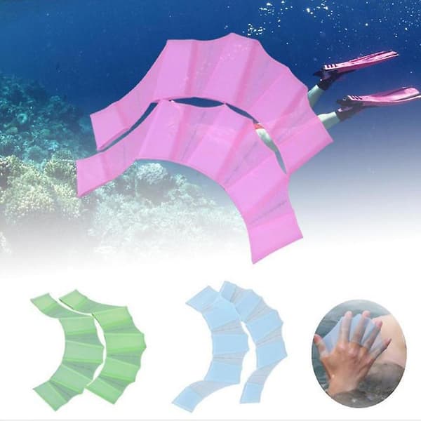 Svømmefinner 1 par unisex frøformede svømmefinner i silikonehandsker til vandsport Lyseblå Light Blue M