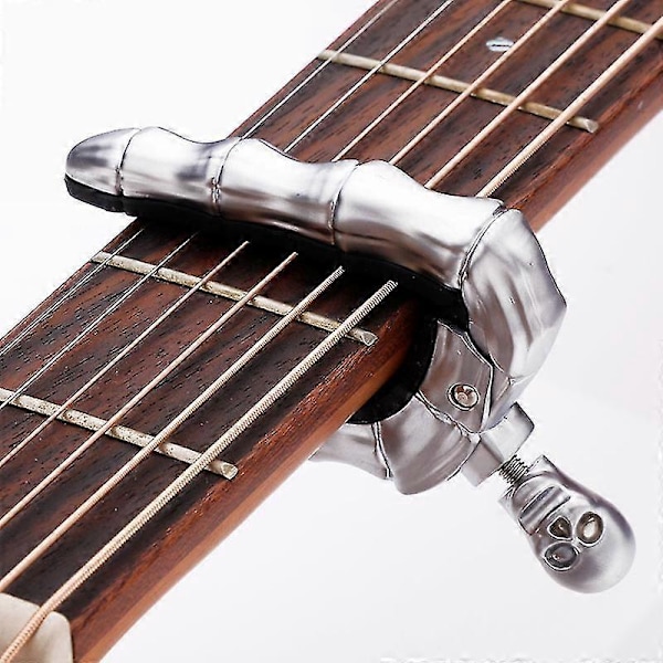 Skull Fingers Design Capo Tillbehör Portabel För Akustisk Elgitarr Ukulele Ny Zekai Silver