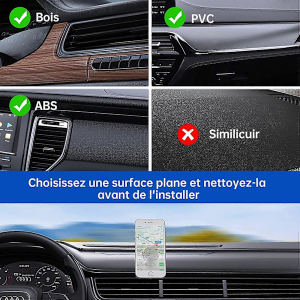 Bärbar Magnetisk Bilhållare - 360 Graders Rotation Telefonhållare Starka Magneter Smartphonehållare Kompatibel med iPhone/Samsung/Huawei/GPS etc. - Svart
