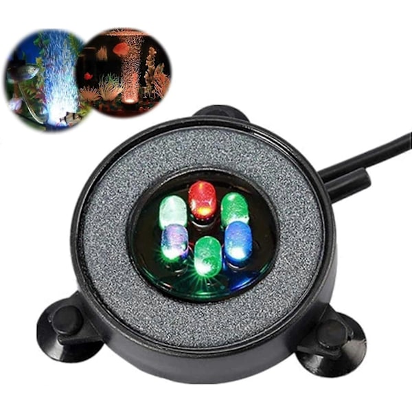 2025 Egnet Akvarium Luftstein Fisketank Led Luftstein Boblelys med 6 Fargeskiftende LED-er