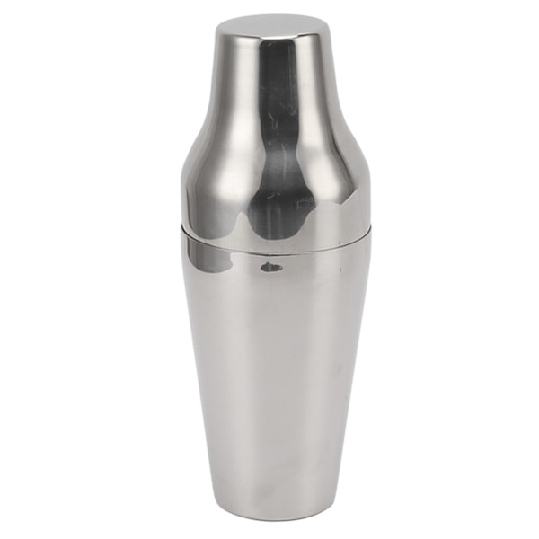 Rustfrit ståldrinkshaker i fransk stil, 2 sektioner, Martini-mixer, drinkshaker til bar, hjem, camping, picnic, sølv