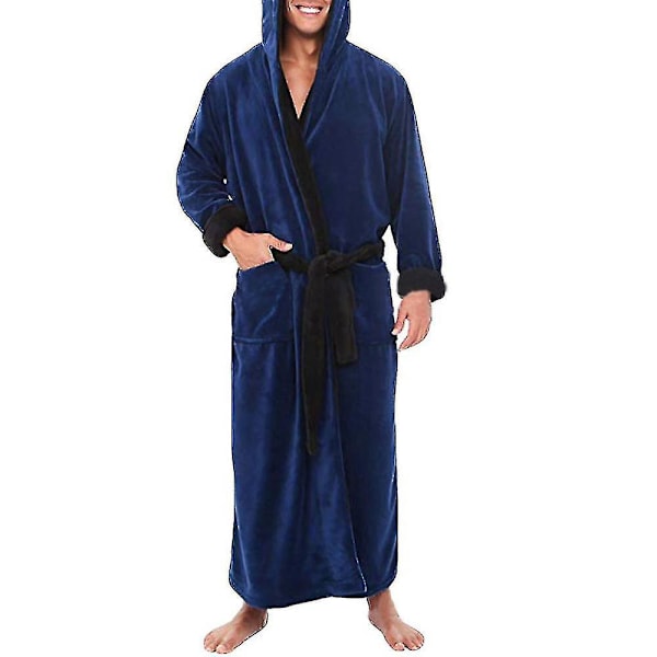 Huvtröja i Fleece för Män Badrock Nattkläder 5XL Mörkblå Svart