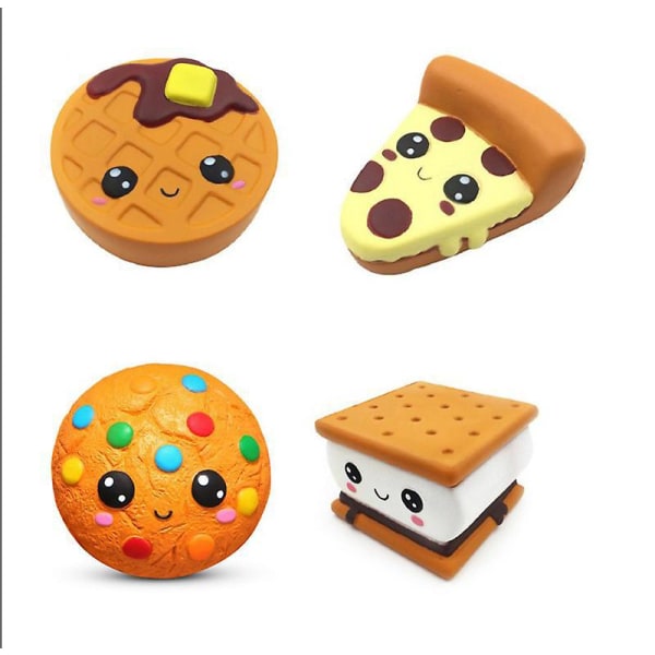 Kawaii Vaffelkage Pizza Kaffekop Duftende Langsomt stigende Stress Relief Legetøj Sæt - 4 stk.