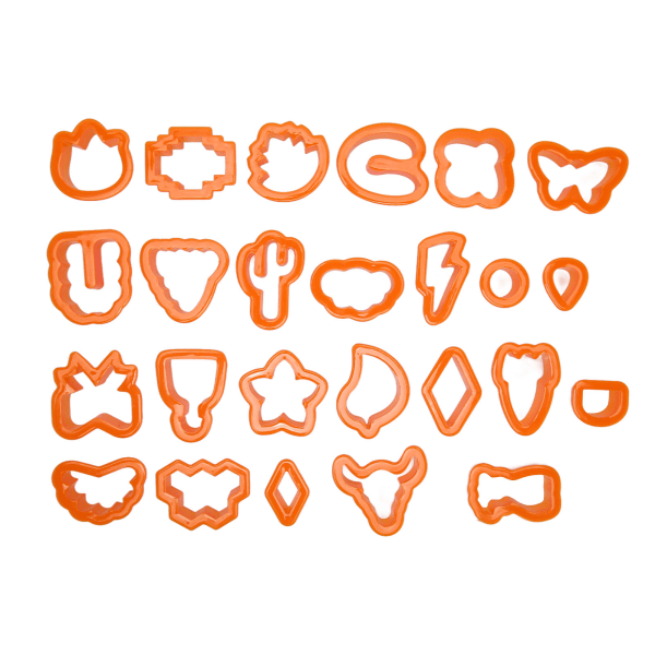25 stk. øreringe af ler, fødevaregodkendt plastik, forskellige stilarter Tykkkant, polymer-ler-skærersæt til gør-det-selv-håndværk Orange
