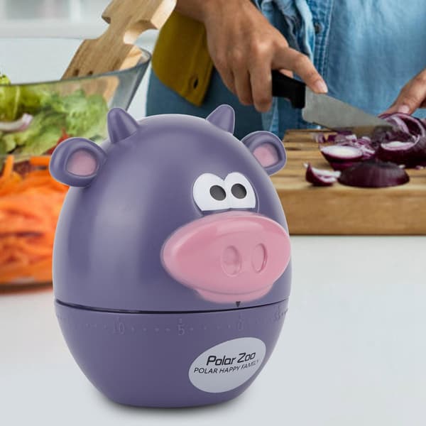 Hushållskök Tecknad Kalv Timer Mekanisk Matlagning Timer Bakning Tid Påminnelse Lila
