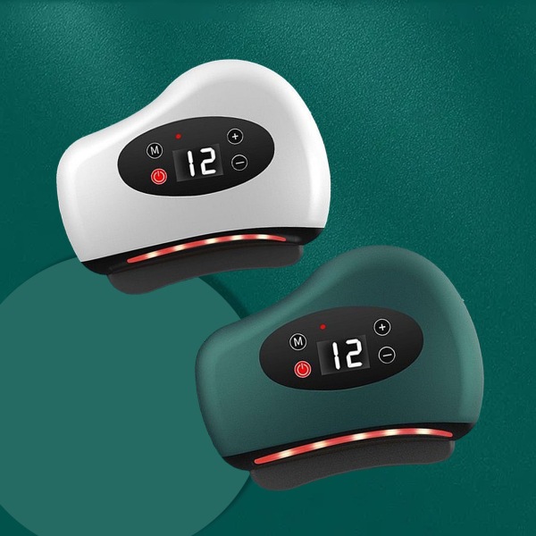 Sähköinen Gua Sha Massager 12 Vibration Lämmitysvaihteet Vakiolämpötilainen ihoa raapiva hierontakone Vihreä