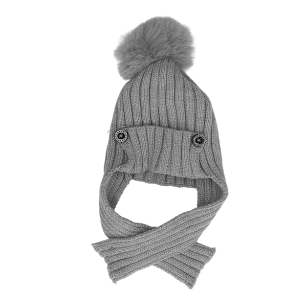 Wool Hat Winter Stylish Pure Color Warm Children's Baby Scarf Hat One Piece Head HatGrey