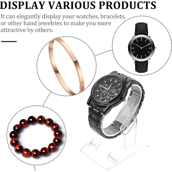 Klar Akryl Armbandsur Display Stativ, 2 st Armbandsurhållare Stativ Smycken Armbandsur Display Rack Hållare Stativ