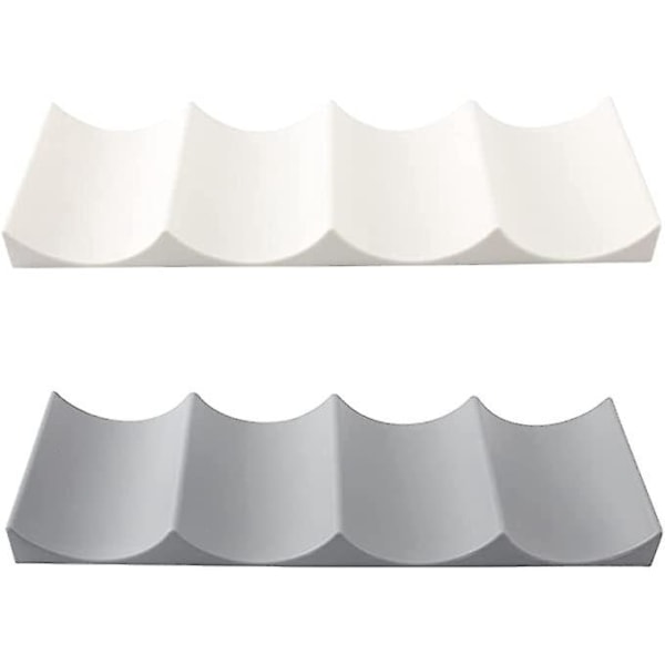 Flaskeholder til kjøleskap, 2 stk. Flaskeoppbevaringsmatte, stablebar vinstativ i plast, vinylle, flaskeholder for kjøkken, hvit/grå