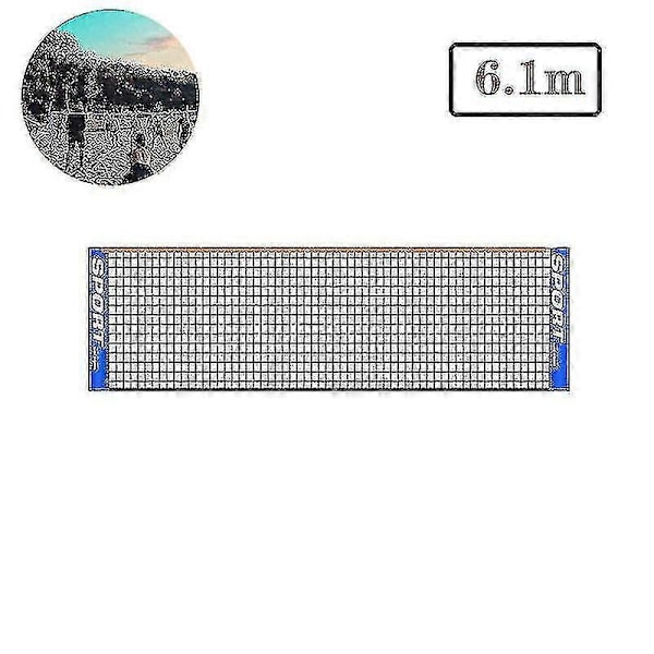 Bærbart Foldbart Tennisnet til Børn og Voksne - 6,1m, Sort (1 stk)