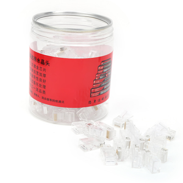 100 stk RJ45 Cat5E modulære uskjermede gullbelagte nettverkskabelkontakter for datamaskiner TV-er