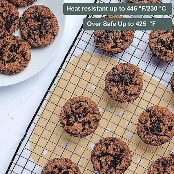 100 Ark Air Fryer Papir, Kvadratisk Damppapir, Perforert Air Fryer Bakepapir, Engangsforinger for Grill, Baking, Damper, Fritøse, 8 Tommer
