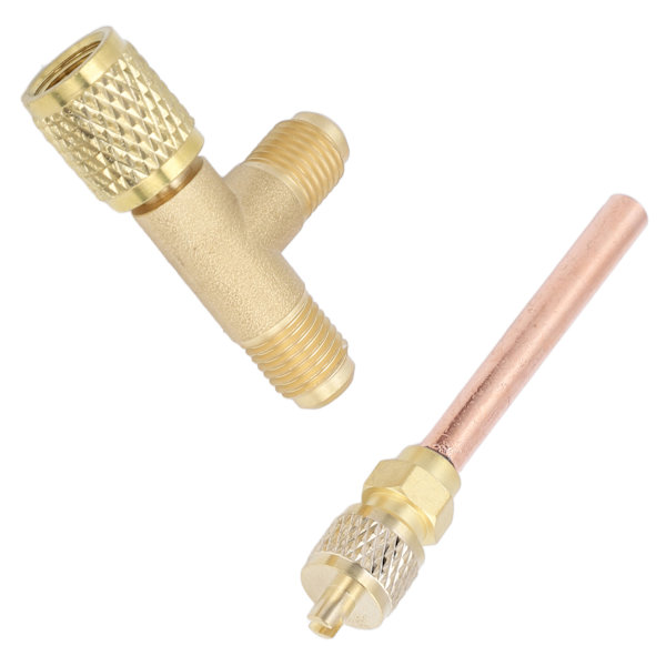 1/4 tum SAE T-adapter Inbyggd ventilkärna Snabbanslutning dubbel tätning för R22 R12 R134 vakuummätare