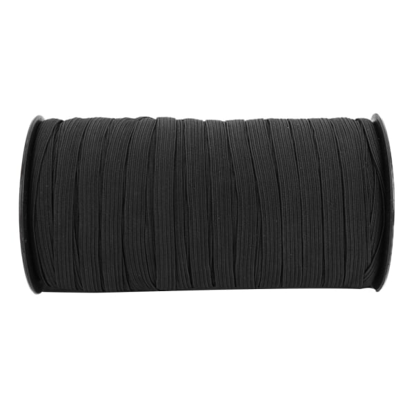 8 mm 100 jaardin kuminauha ompelutarvike Litteäneulottu elastinen askartelu vaatteisiin Tee itse (musta)