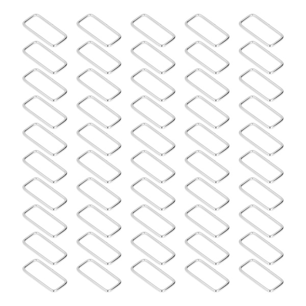 50 st metallringar Hållbara järn rektangel spänne ringar för DIY bälte handväska spänne hårdvara kläder dekoration 3x38x15mm