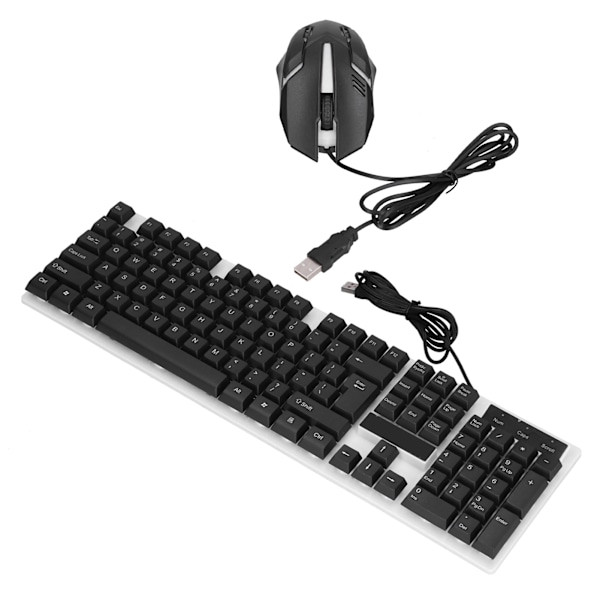 USB-tastatur og mus, holdbar ABS, komfortabel, ergonomisk, datatilbehør for kontor og hjem