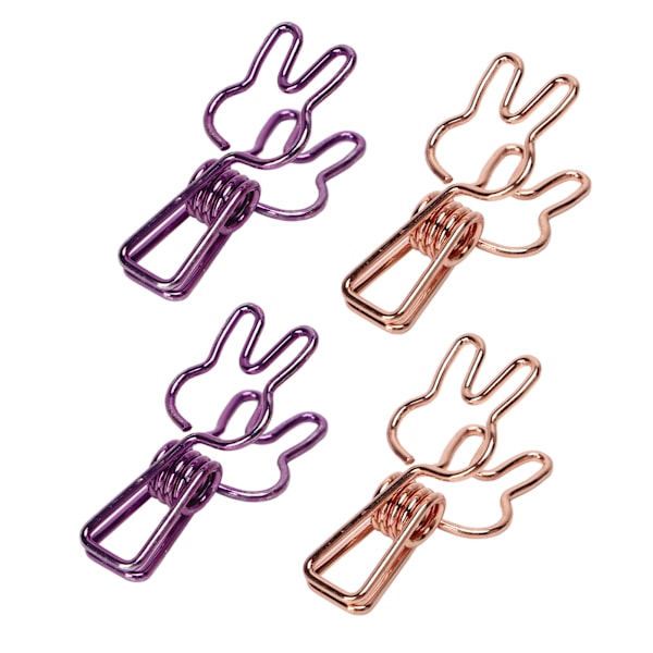 100 st Bunny Binder Clips ihålig ut stark klämning robust metall söta pappersklämmor för dokument kläder papper