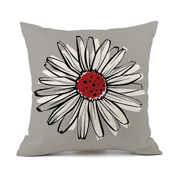 Sett med 4 Dekorative Putetrekk Vakre 45 x 45 cm Myke Slitesterke Firkantede Putetrekk med Blomstermønster Trykt for Sofa Seng