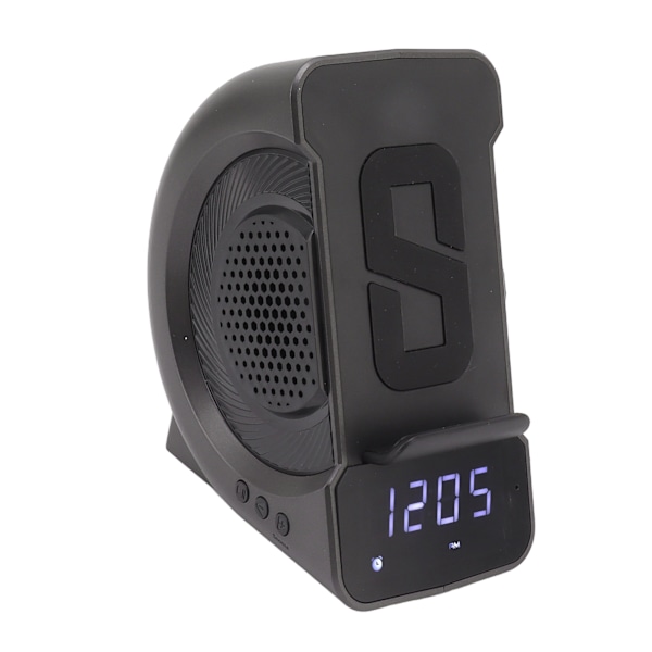 3 i 1 Bluetooth-högtalare PC ABS väckarklocka med trådlös laddning för sängbord 10W grå