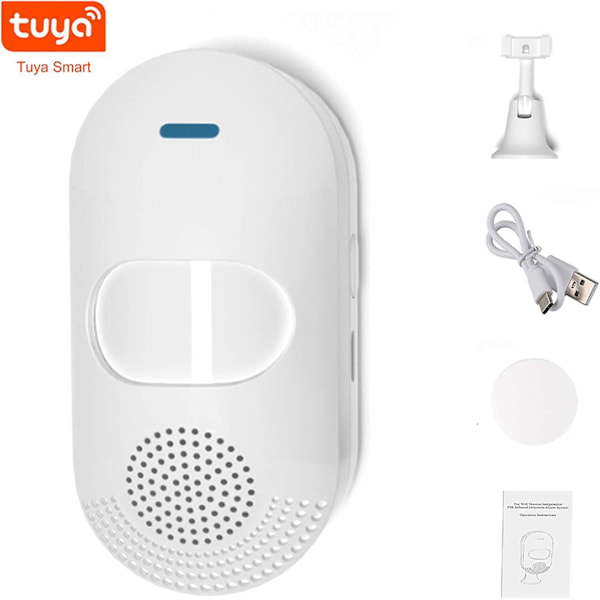 Wifi Bevægelsessensor Alarm med 100db Sirene App Kontrol Lyd og Lysalarm USB Genopladelig Trådløs Bevægelsesdetektor 2 stk