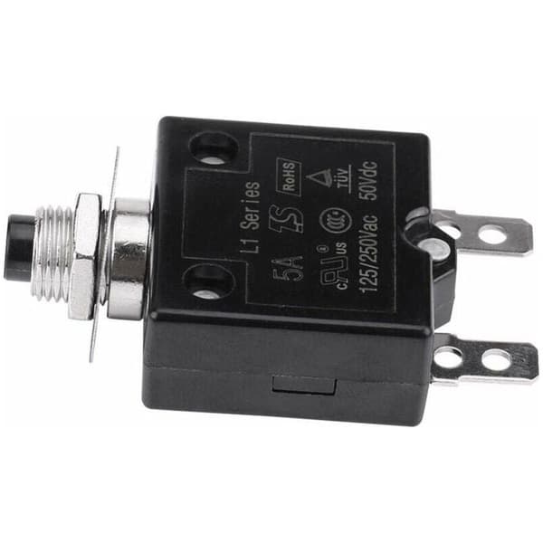 20A effektbryter med valgfri termisk tilbakestillingsbryter, 125-250V AC 50V DC overstrømsbeskyttelse trykknapp effektbryter