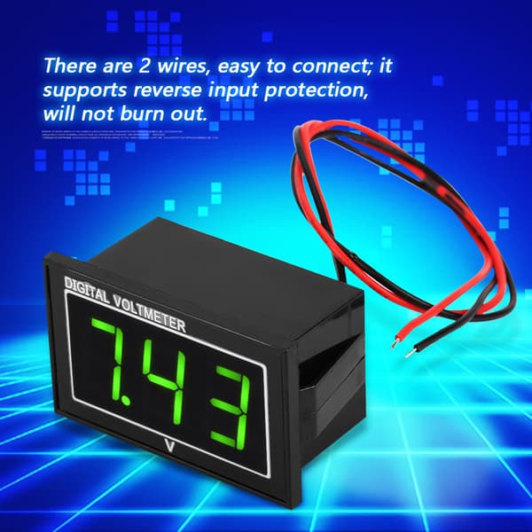 1 stk. Digital 0,56\" LED-display Vandtæt Voltmeter DC Spændingsmåler Panel (2,5-30V, Grøn)