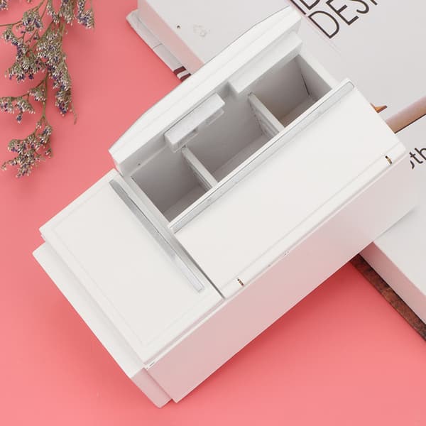 1:12 Mini Træ Køleskab Model Møbeltilbehør til Dukkehus (Hvid)
