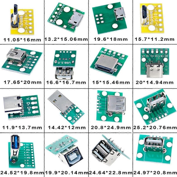 Mini USB till DIP-kontakt med PCB-kort