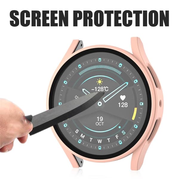 PC-ramme herdet glassdeksel kompatibel med Samsung Galaxy Watch5 40 44 45 mm støtsikre smartklokkebeskyttelsesdeksler