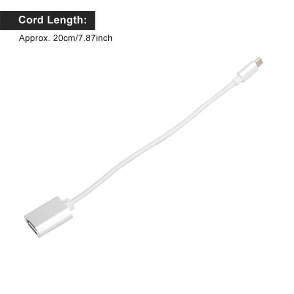 3 STK Vævet Stof Forstærket Stik Ingen Rust Glat Transmission USB Input Micro Output OTG Adapterkabel til AndroidSølv