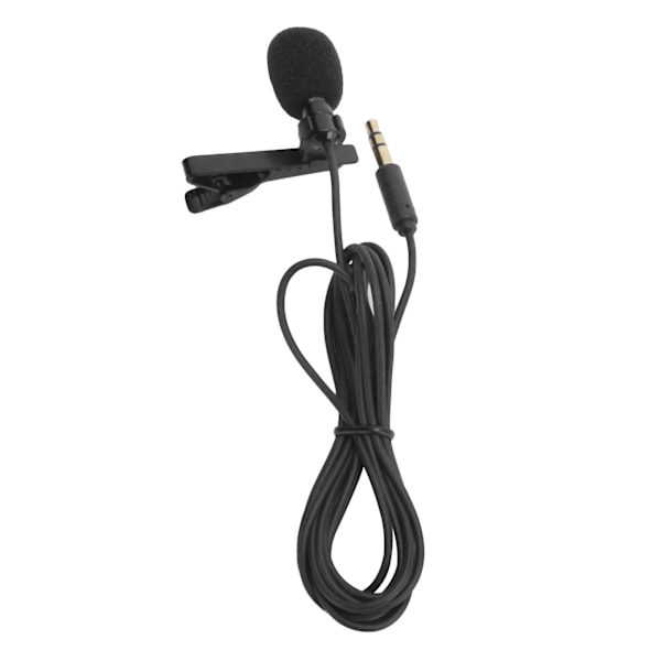 3,5 mm Lavalier Lapel Microphone Clip på håndfri mikrofon til interviewmøde Sort