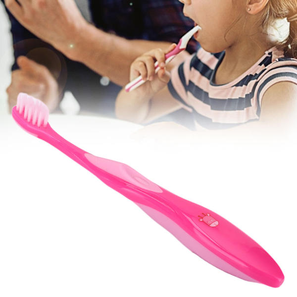 Barntandborste Mjukt hår Anti-Slip tandborste för 8-12 år gammalt barn (Rose Red)